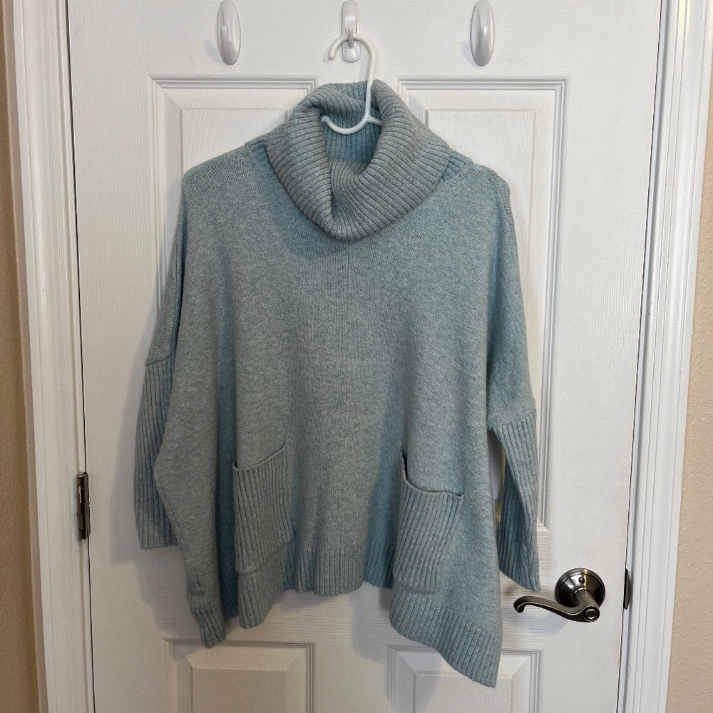 Loft Oversized Turtleneck Sweater - Light Blue (XS)